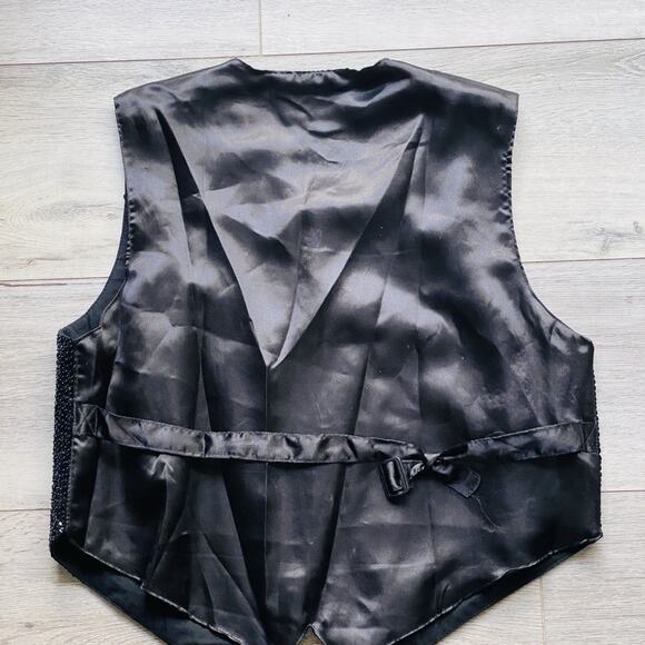 Sequin Music Note Vest Womens Size large Jazz 90’s Waistcoat Guitar Piano Emcee - Picture 3 of 4